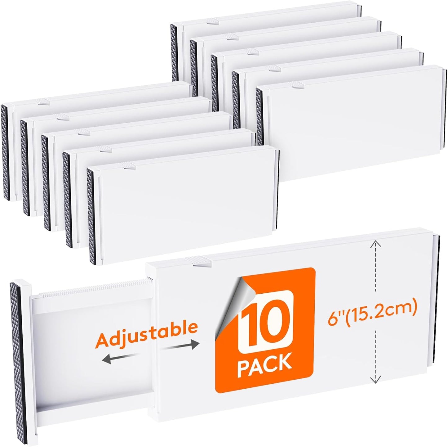 Lifewit 5 Pack Drawer Dividers Plastic 6" High, 13.5-22" Adjustable Drawer Organizers for Clothes, Expandable Dresser Separators in Bedroom/Bathroom/Kitchen/Fridge/Office Organization and Storage