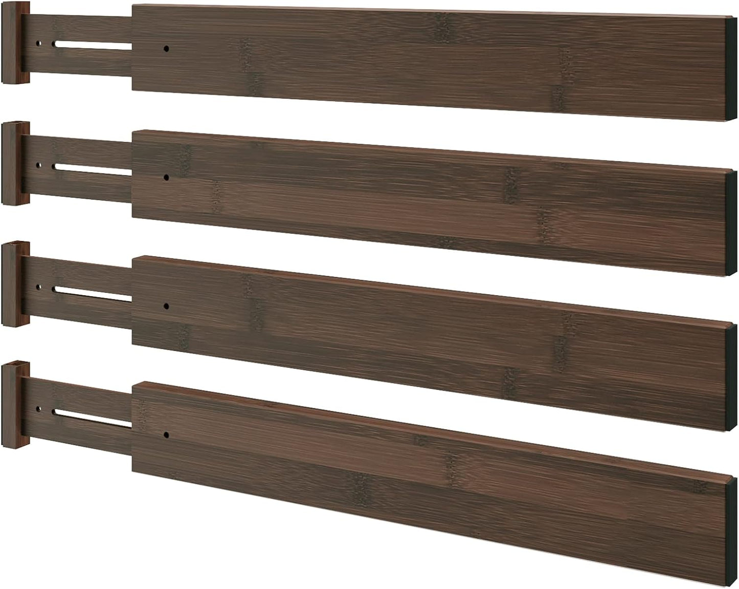 BAMEOS Drawer Dividers kitchen Organization Bamboo Utensil Organizers for Kitchen Bedroom Bathroom Dresser Office 4-pack
