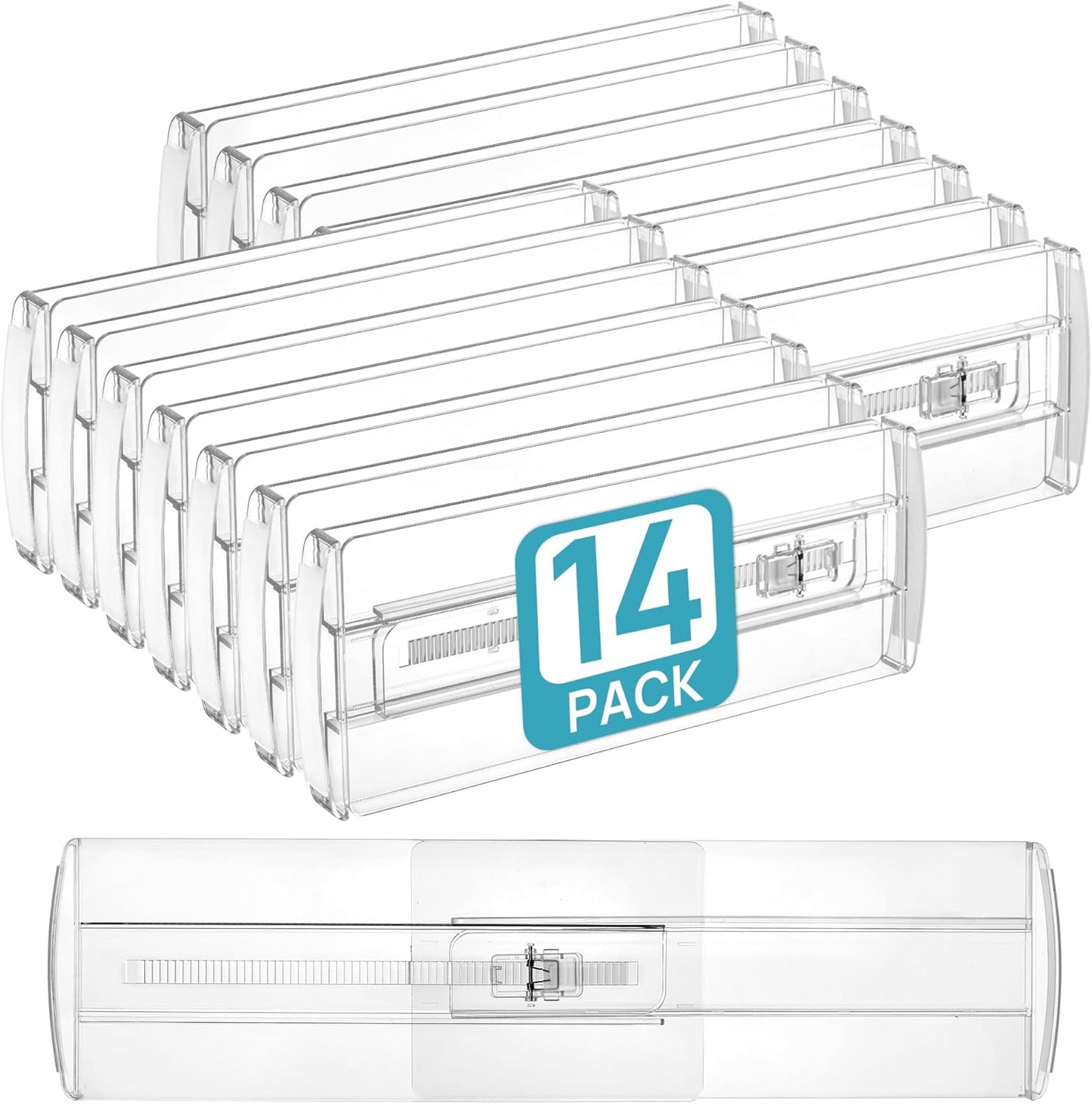 Vtopmart 12 Pack Drawer Dividers for Clothes, 4" High 10.2"-16.6" Adjustable Expandable Dresser Drawer Organizer, Clear Plastic Separators for Dresser, Baby Clothing, Underwear, Cosmetic, Toiletries