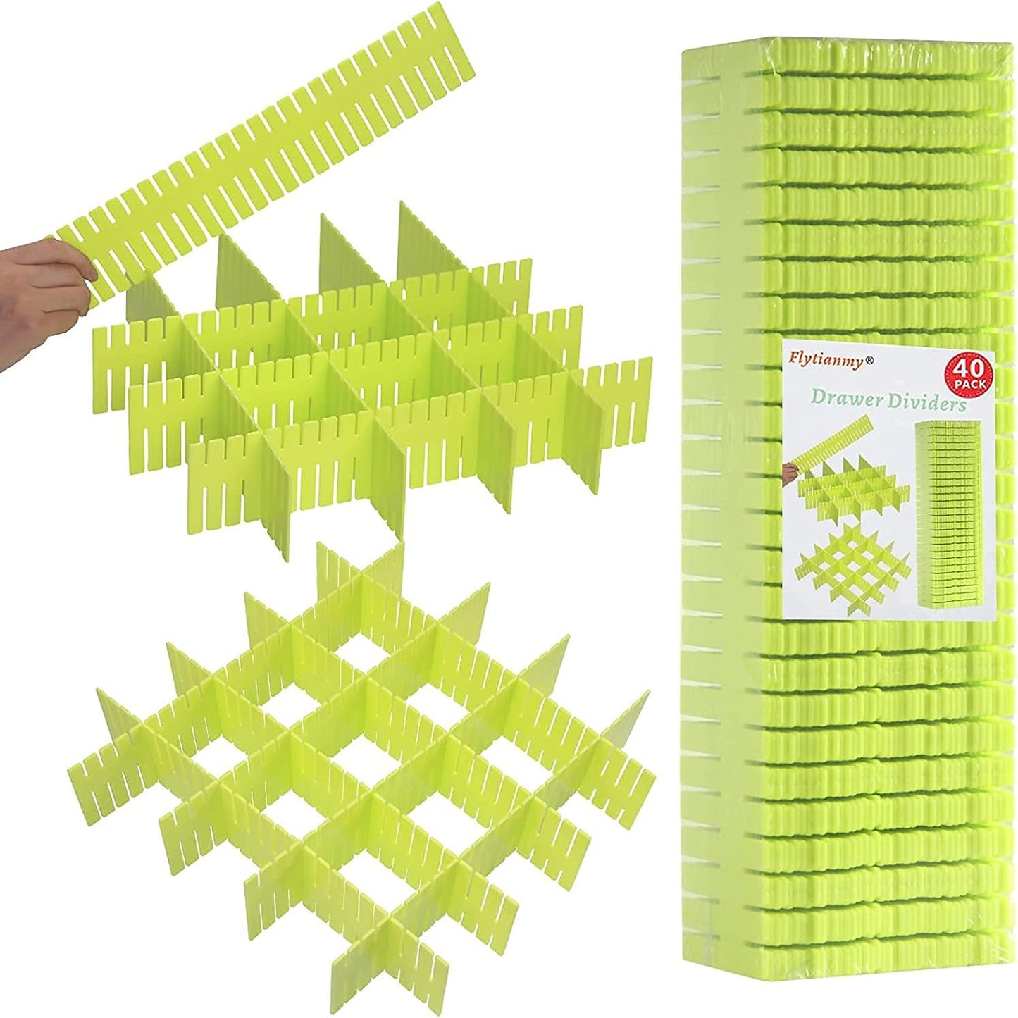 40Pcs Drawer Dividers, Adjustable Drawer Organizer for Socks, Underwear, Makeup, Can Help Tidy Kitchen, Bedroom, Dresser White
