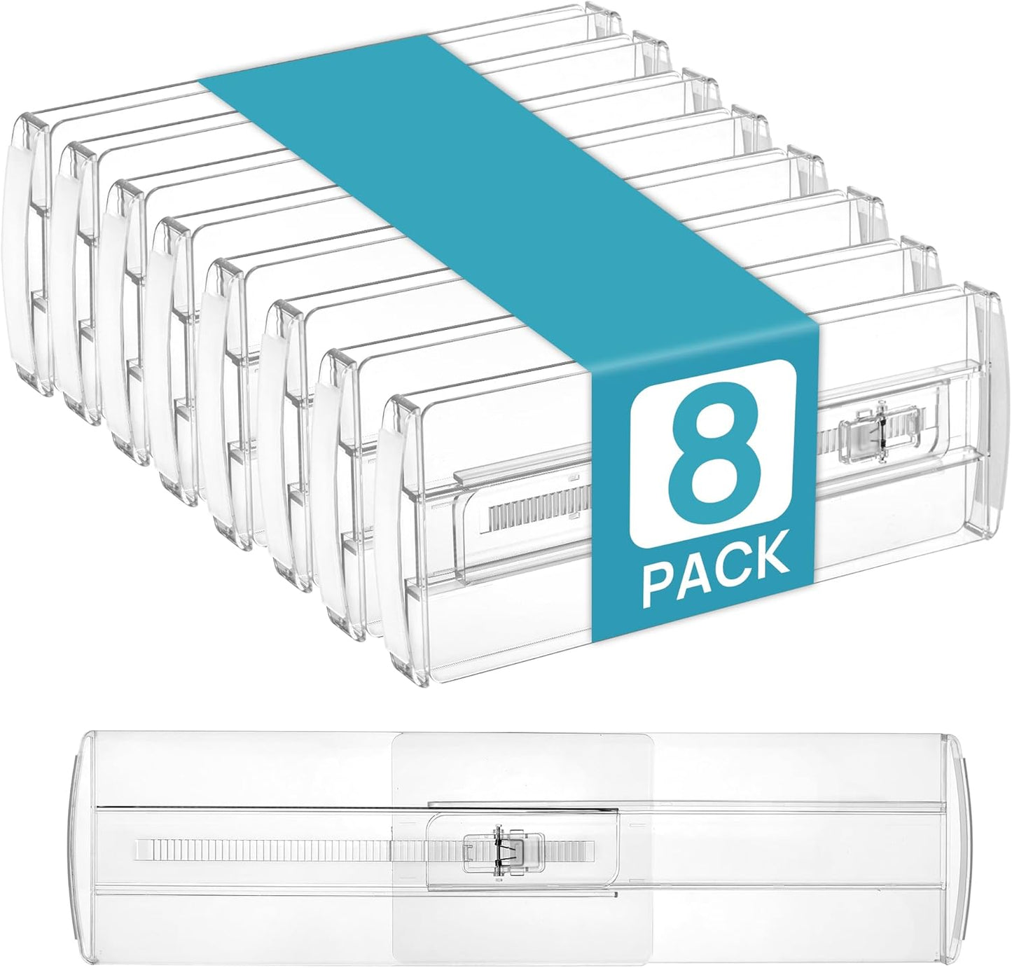 Vtopmart 12 Pack Drawer Dividers for Clothes, 4" High 10.2"-16.6" Adjustable Expandable Dresser Drawer Organizer, Clear Plastic Separators for Dresser, Baby Clothing, Underwear, Cosmetic, Toiletries