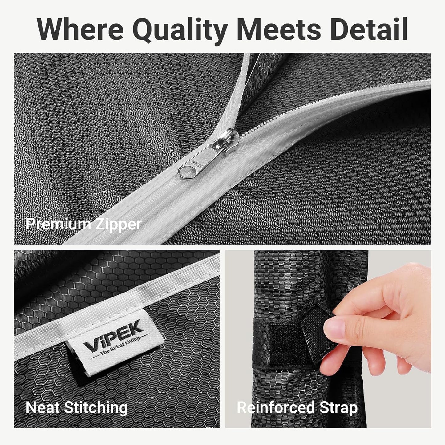 VIPEK R2C Medium Heavy Duty Clothes Rack Rolling Garment Rack with Cover Adjustable Clothing Rack for Hanging Clothes Portable Closets with Double Rods, Black Rack with Black Upgarded Polyester Cover