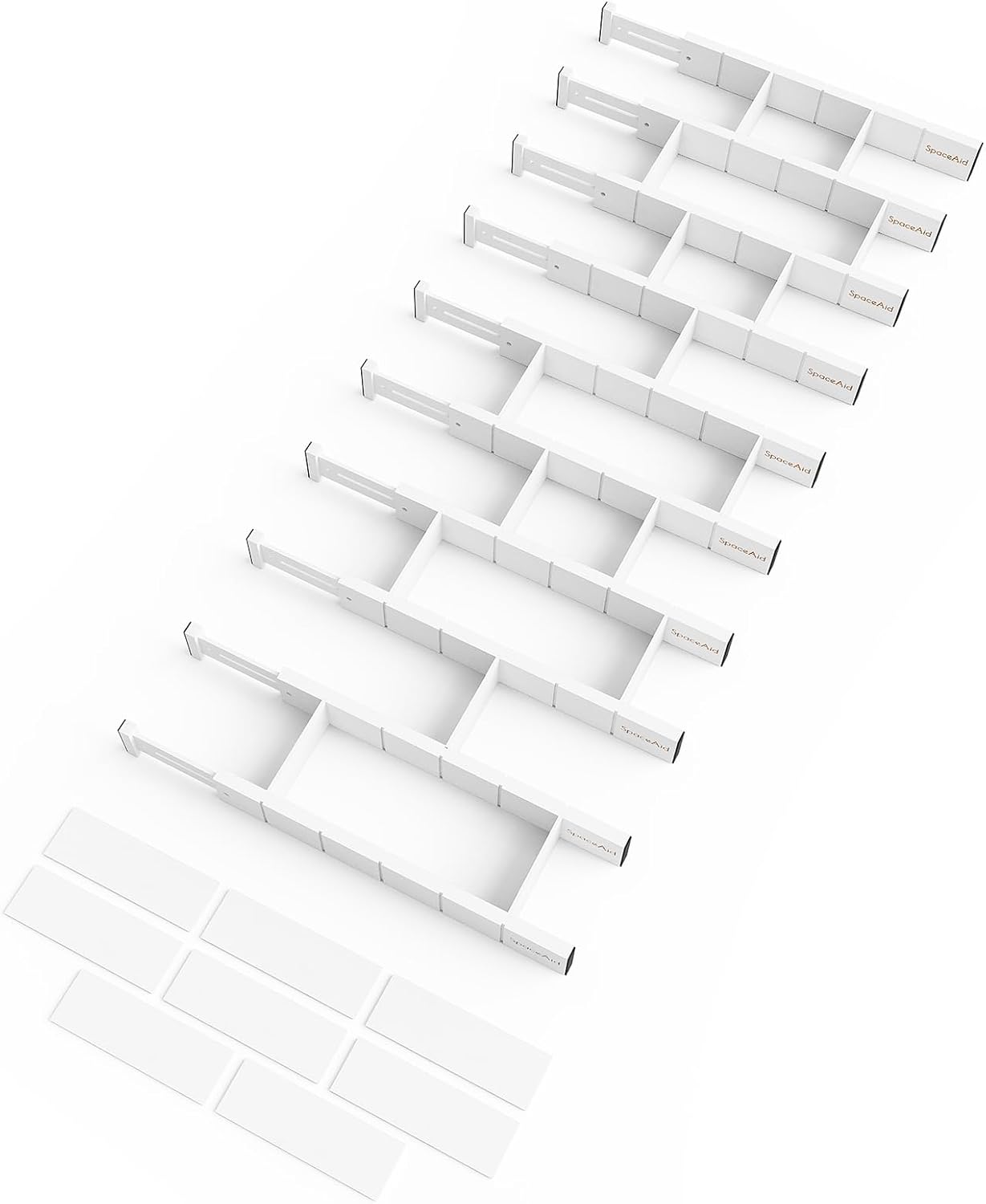 SpaceAid Bamboo Drawer Dividers with Inserts and Labels, Kitchen Adjustable Drawer Organizers, Expandable Organization for Home, Office, Dressers, 4 Dividers with 9 Inserts (17"-22" Natural)