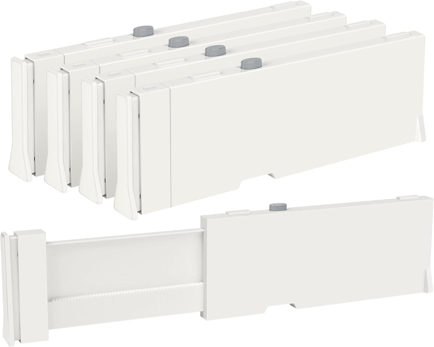 Vtopmart Drawer Dividers for Clothes 8 Pack, Adjustable 4" High Expandable from 11.6"-17" Dresser Drawer Organizer, Plastic Drawers Separators for Dresser, Baby Clothes, Kitchen and Office Storage