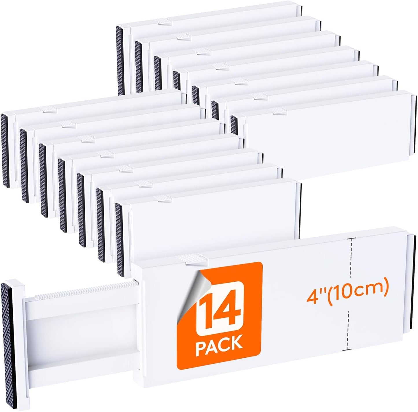 Lifewit 9 Pack Drawer Dividers 4" High, 11-17" Adjustable Drawer Organizers for Clothes, Expandable Dresser Separators in Bedroom/Bathroom/Kitchen/Fridge/Office Organization and Storage, White