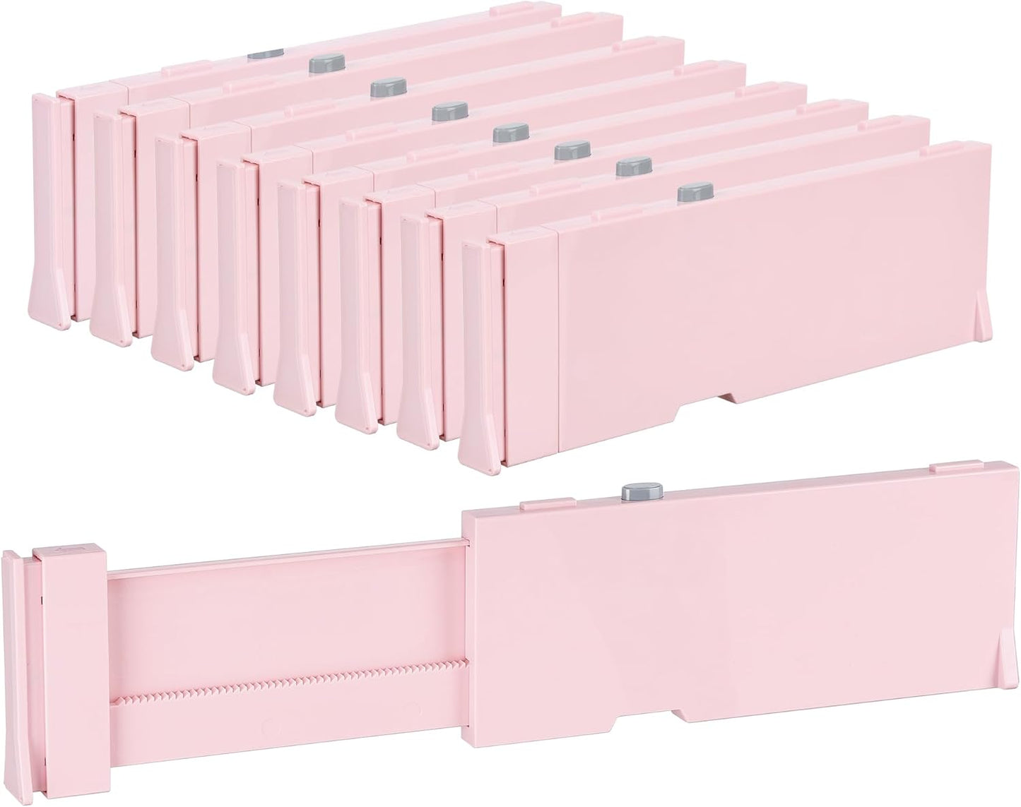 Vtopmart Drawer Dividers for Clothes 8 Pack, Adjustable 4" High Expandable from 11.6"-17" Dresser Drawer Organizer, Plastic Drawers Separators for Dresser, Baby Clothes, Kitchen and Office Storage