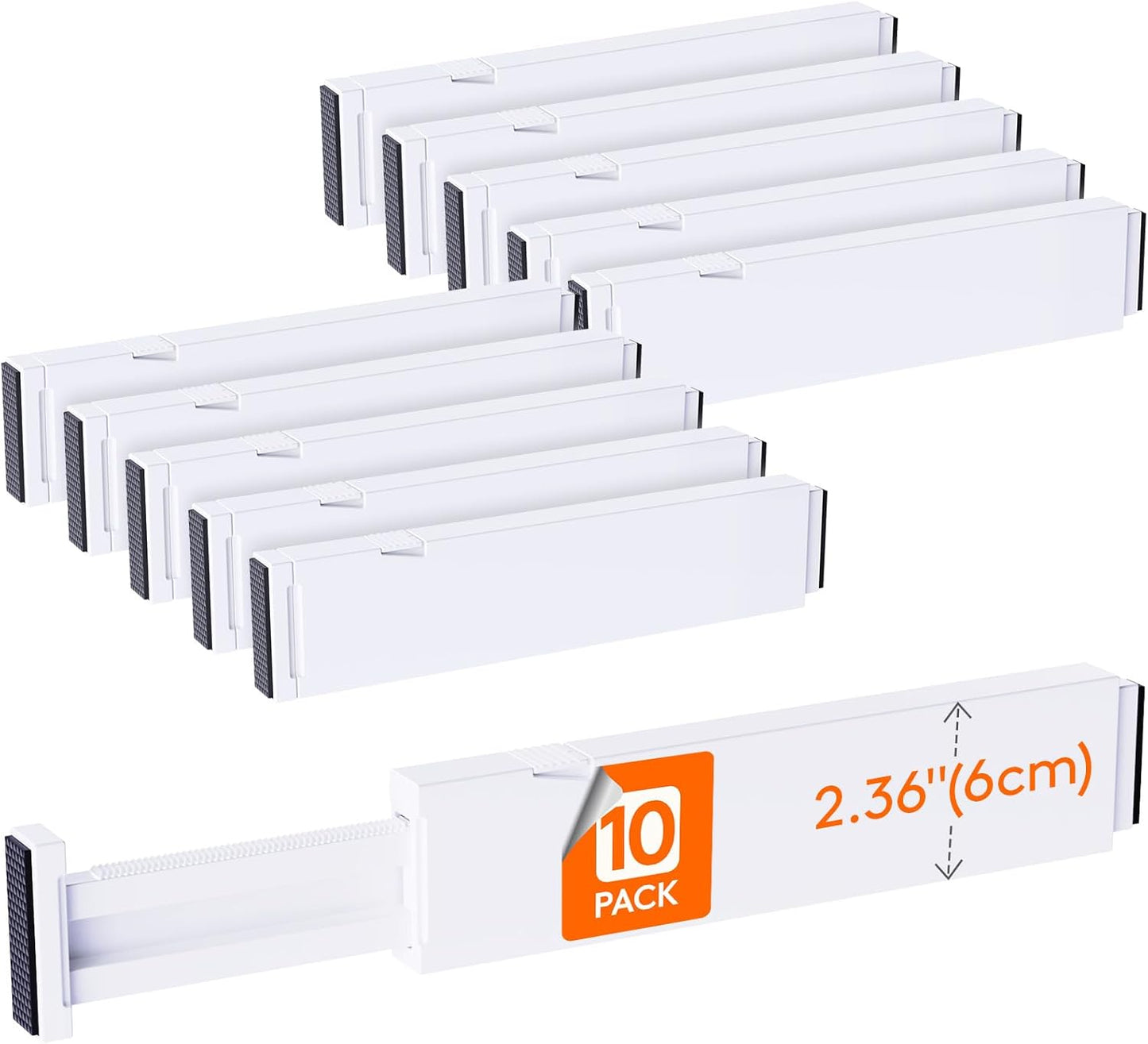 Lifewit 8 Pack Drawer Dividers 4" High,11-17" Adjustable Dresser Drawer Organizers for Clothes, Expandable Dresser Separators in Bedroom/Bathroom/Kitchen/Vanity/Office Organization and Storage, White