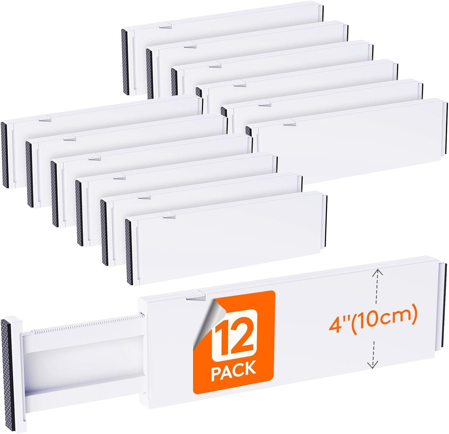 Lifewit 8 Pack Drawer Dividers 4" High,11-17" Adjustable Dresser Drawer Organizers for Clothes, Expandable Dresser Separators in Bedroom/Bathroom/Kitchen/Vanity/Office Organization and Storage, White