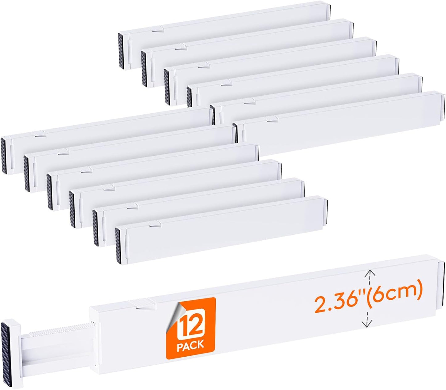Lifewit 8 Pack Drawer Dividers 4" High,11-17" Adjustable Dresser Drawer Organizers for Clothes, Expandable Dresser Separators in Bedroom/Bathroom/Kitchen/Vanity/Office Organization and Storage, White