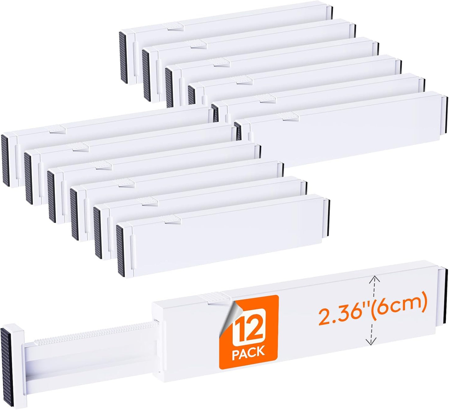 Lifewit 8 Pack Drawer Dividers 4" High,11-17" Adjustable Dresser Drawer Organizers for Clothes, Expandable Dresser Separators in Bedroom/Bathroom/Kitchen/Vanity/Office Organization and Storage, White