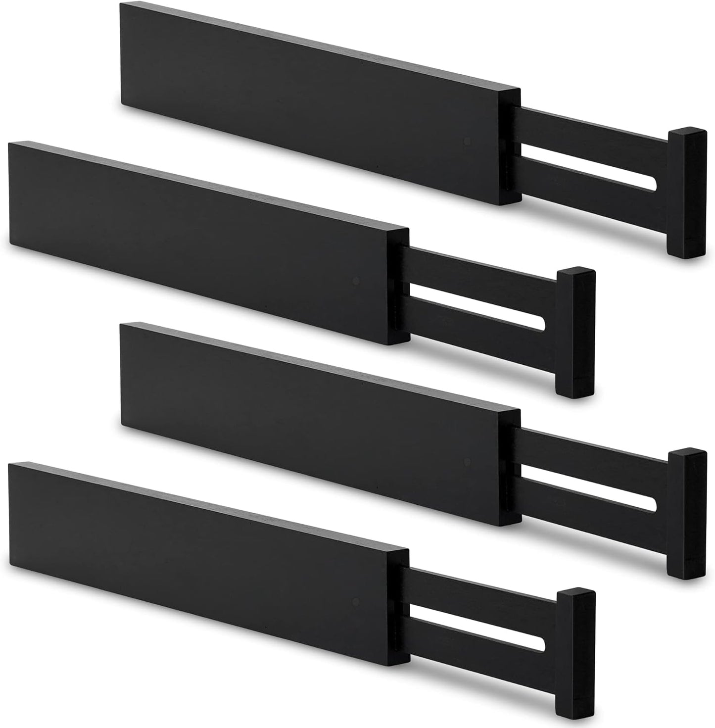 Utoplike 4 pcs Bamboo Kitchen Drawer Dividers Large, Adjustable Drawer Organizers, Spring Loaded, Works in Kitchen, Dresser, Bathroom, Bedroom, Drawer, Desk