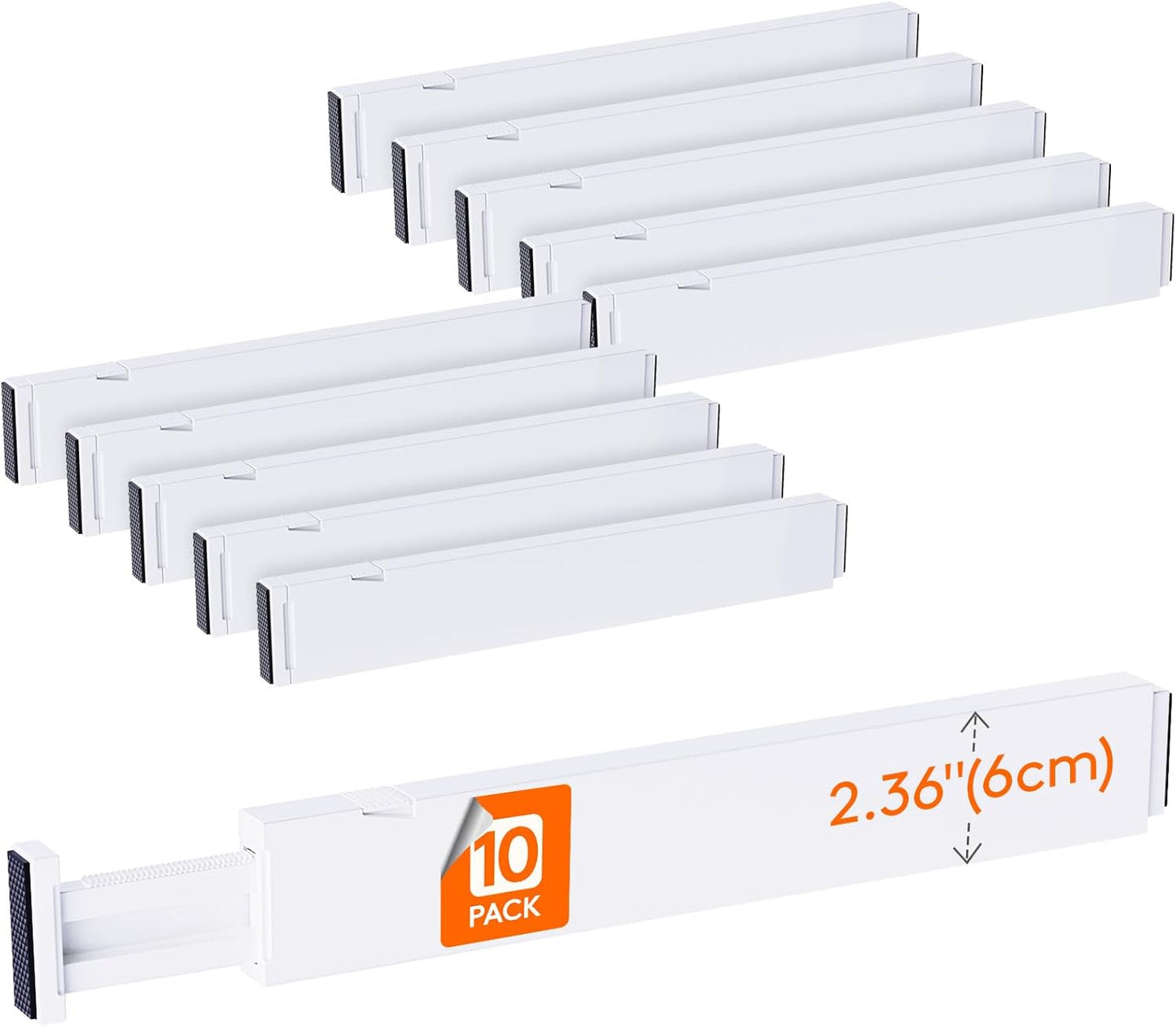 Lifewit 8 Pack Drawer Dividers 4" High,11-17" Adjustable Dresser Drawer Organizers for Clothes, Expandable Dresser Separators in Bedroom/Bathroom/Kitchen/Vanity/Office Organization and Storage, White