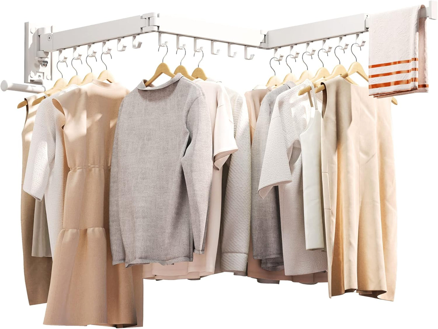 Wall Mounted Clothes Hanger,Clothes Drying Rack,Laundry Drying Rack,Drying Rack Clothing,Laundry Hanger Rack,Retractable Dryer Racks,Collapsible, Aluminum,can be Fold Upward & Left & Right