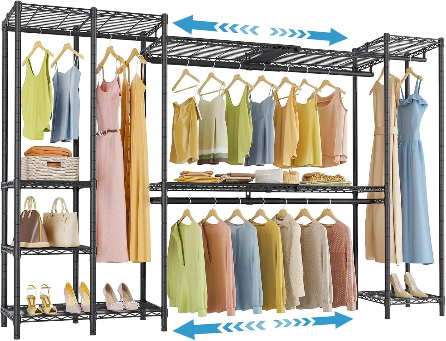 VIPEK X40 Expandable Large Reach-in Closet Rack Adjustable from 6'4" to 8'2'' with Extendable Shelves and Hanger Rods, Walk-in Clothes Rack Mental Freestanding Clothing Racks, Max Load 1240LBS, White