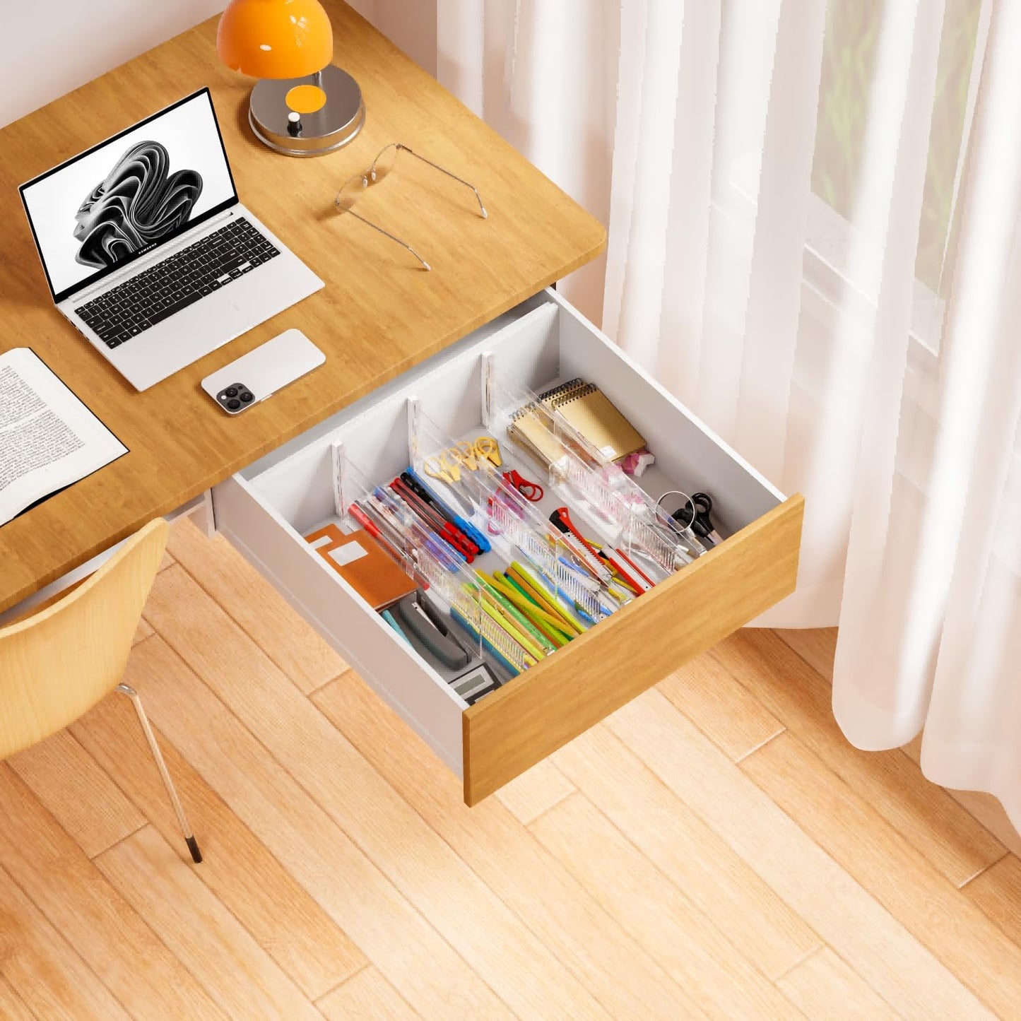 Yieach 5 Pack 6 Inch Tall Acrylic Drawer Divider for Clothes-Expandable from 12.3-18''-Adjustable Dresser Deep Drawer Dividers for Baby Clothing,Underwear,Clear in Drawer Separators for Kitchen,Office
