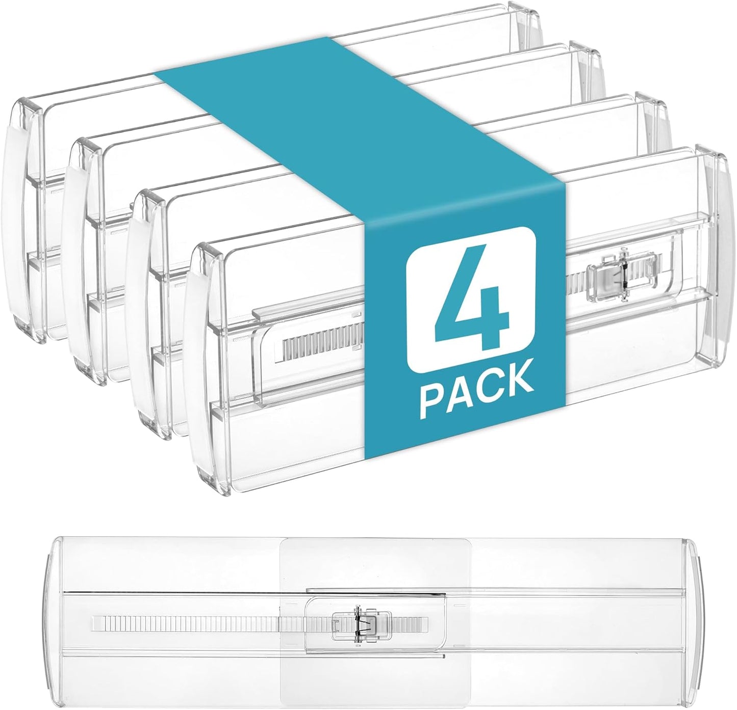 Vtopmart 12 Pack Drawer Dividers for Clothes, 4" High 10.2"-16.6" Adjustable Expandable Dresser Drawer Organizer, Clear Plastic Separators for Dresser, Baby Clothing, Underwear, Cosmetic, Toiletries