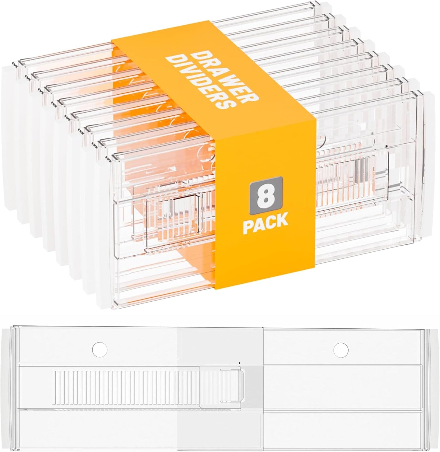 Yieach 5 Pack 6 Inch Tall Acrylic Drawer Divider for Clothes-Expandable from 12.3-18''-Adjustable Dresser Deep Drawer Dividers for Baby Clothing,Underwear,Clear in Drawer Separators for Kitchen,Office