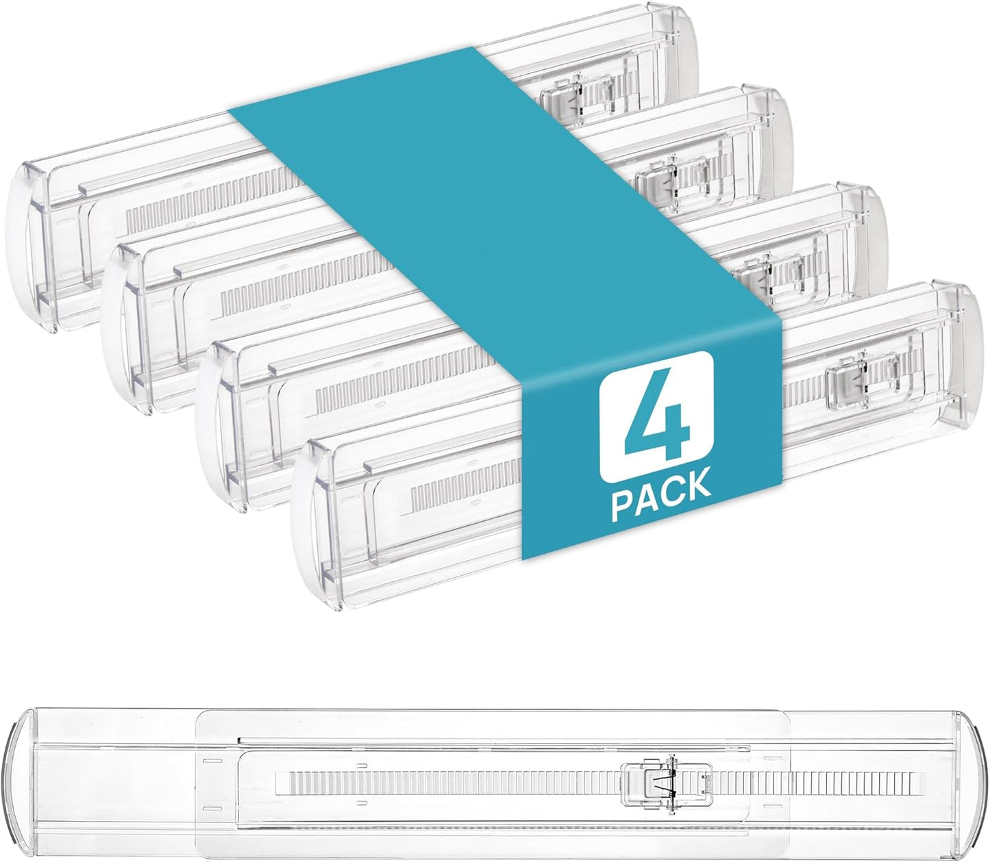 Vtopmart 12 Pack Drawer Dividers for Clothes, 4" High 10.2"-16.6" Adjustable Expandable Dresser Drawer Organizer, Clear Plastic Separators for Dresser, Baby Clothing, Underwear, Cosmetic, Toiletries