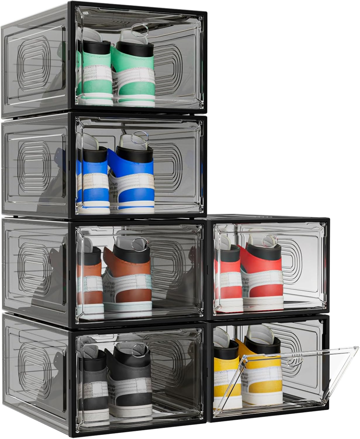 10 Pack Thicken Shoe Organizer Stackable,Upgraded Sturdy Shoe Storage Box with Magnetic Door,Shoe Containers For Sneaker Display,Hat Organizer,White