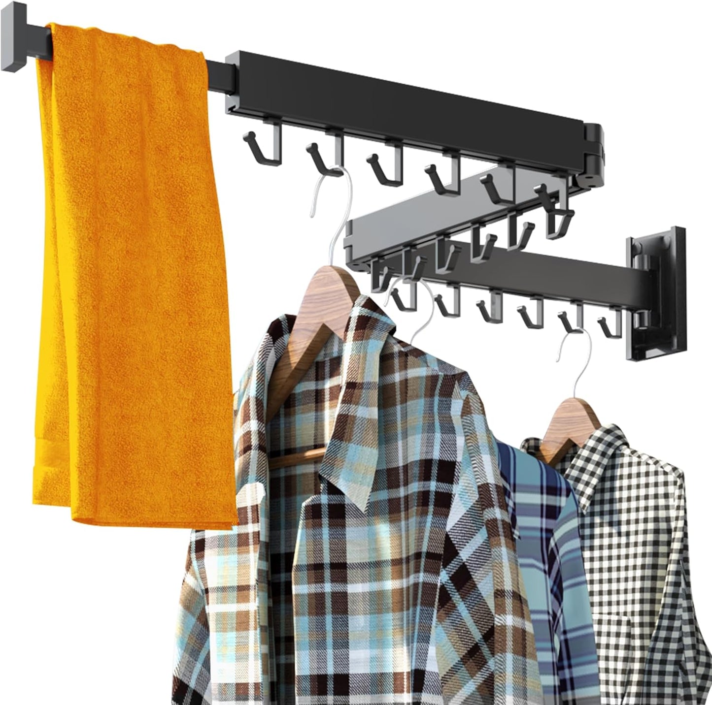 Wall Mounted Clothes Hanger,Clothes Drying Rack,Laundry Drying Rack,Clothes Rack Wall Mount,Drying Rack Clothing,Laundry Rack,Folding,Retractable,Collapsible,can Fold Upward & Left & Right